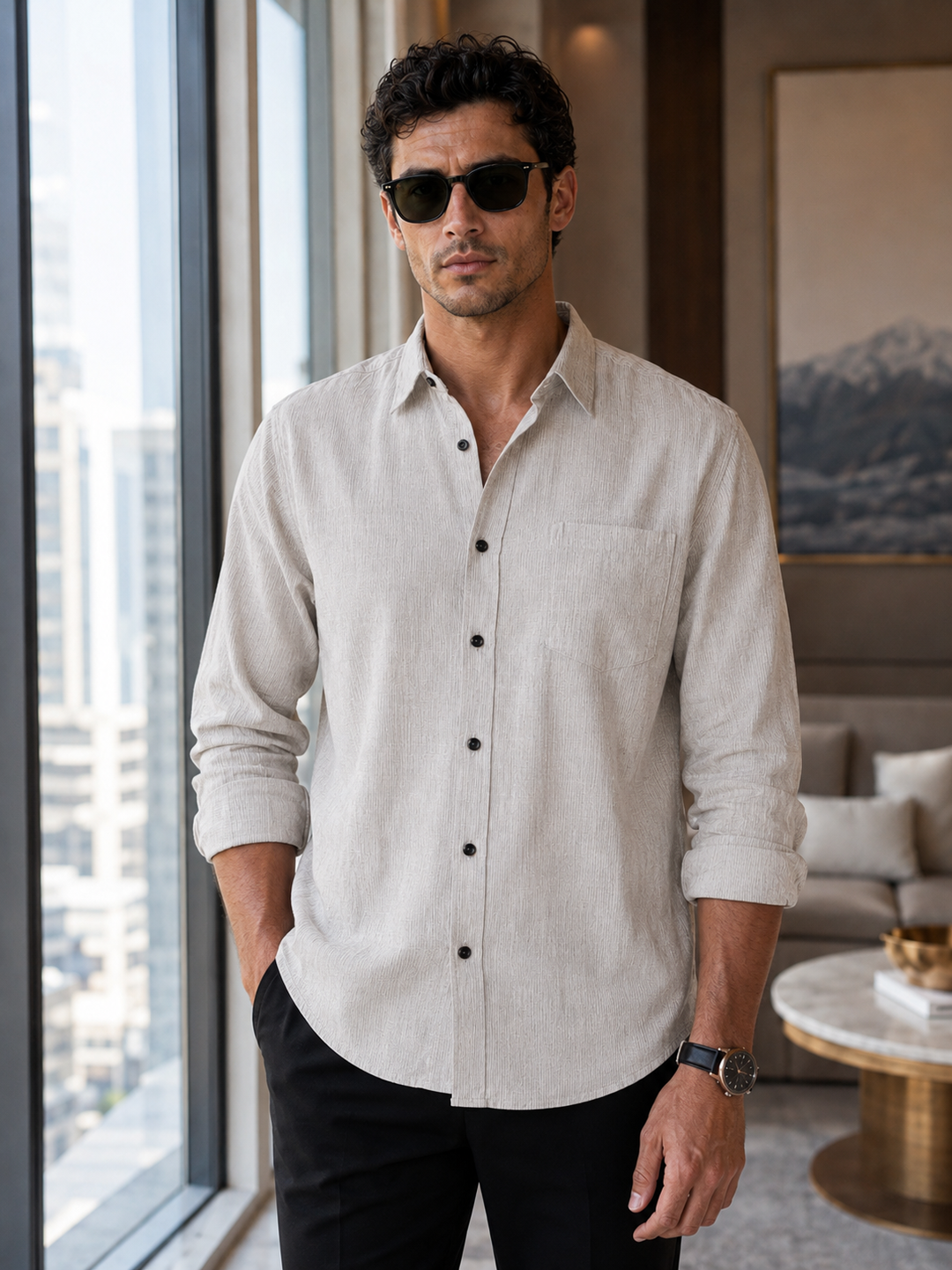 Thrive: Cream Checks Shirt