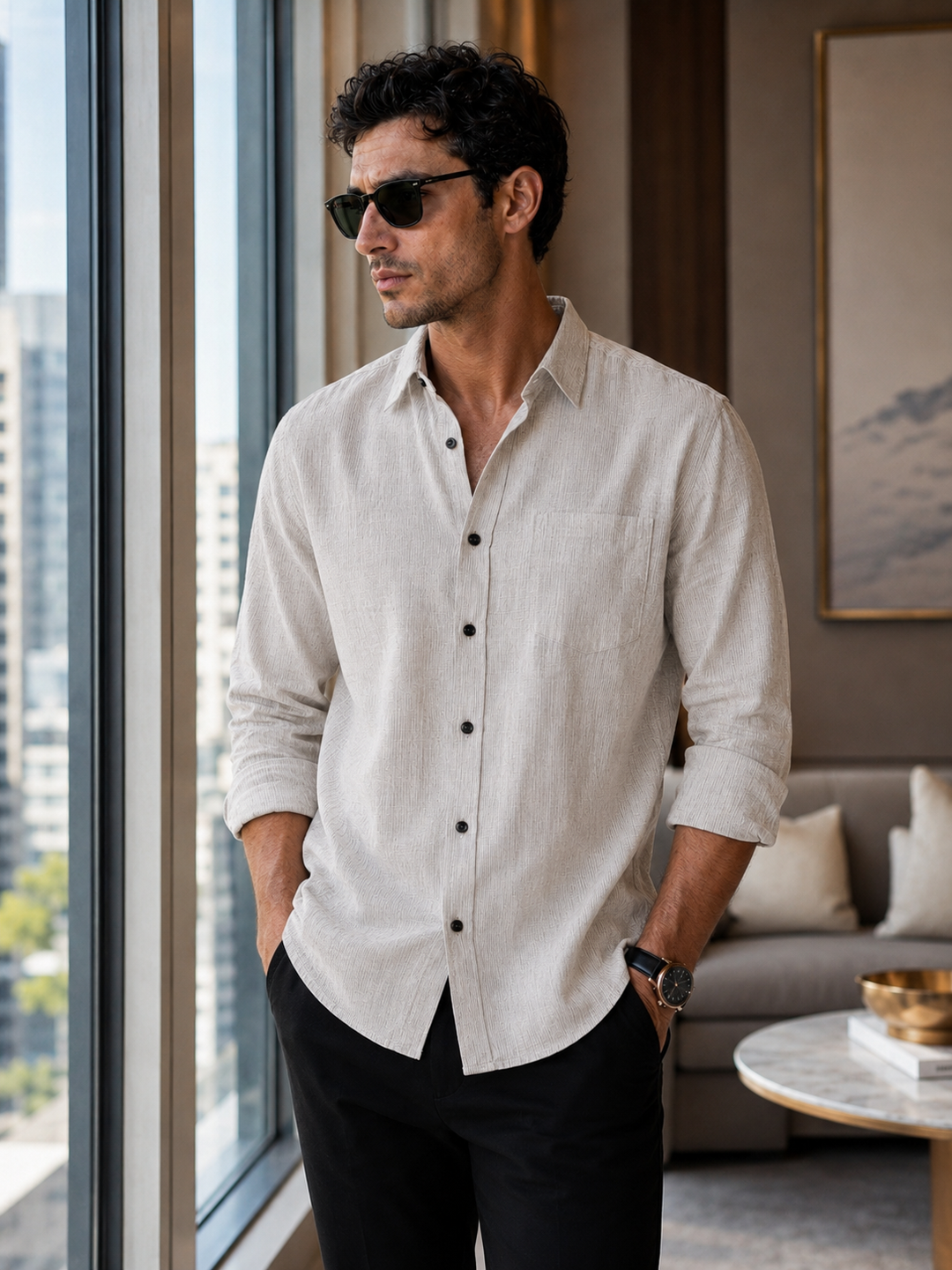 Thrive: Cream Checks Shirt