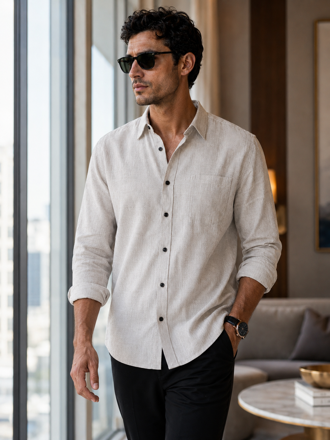 Thrive: Cream Checks Shirt