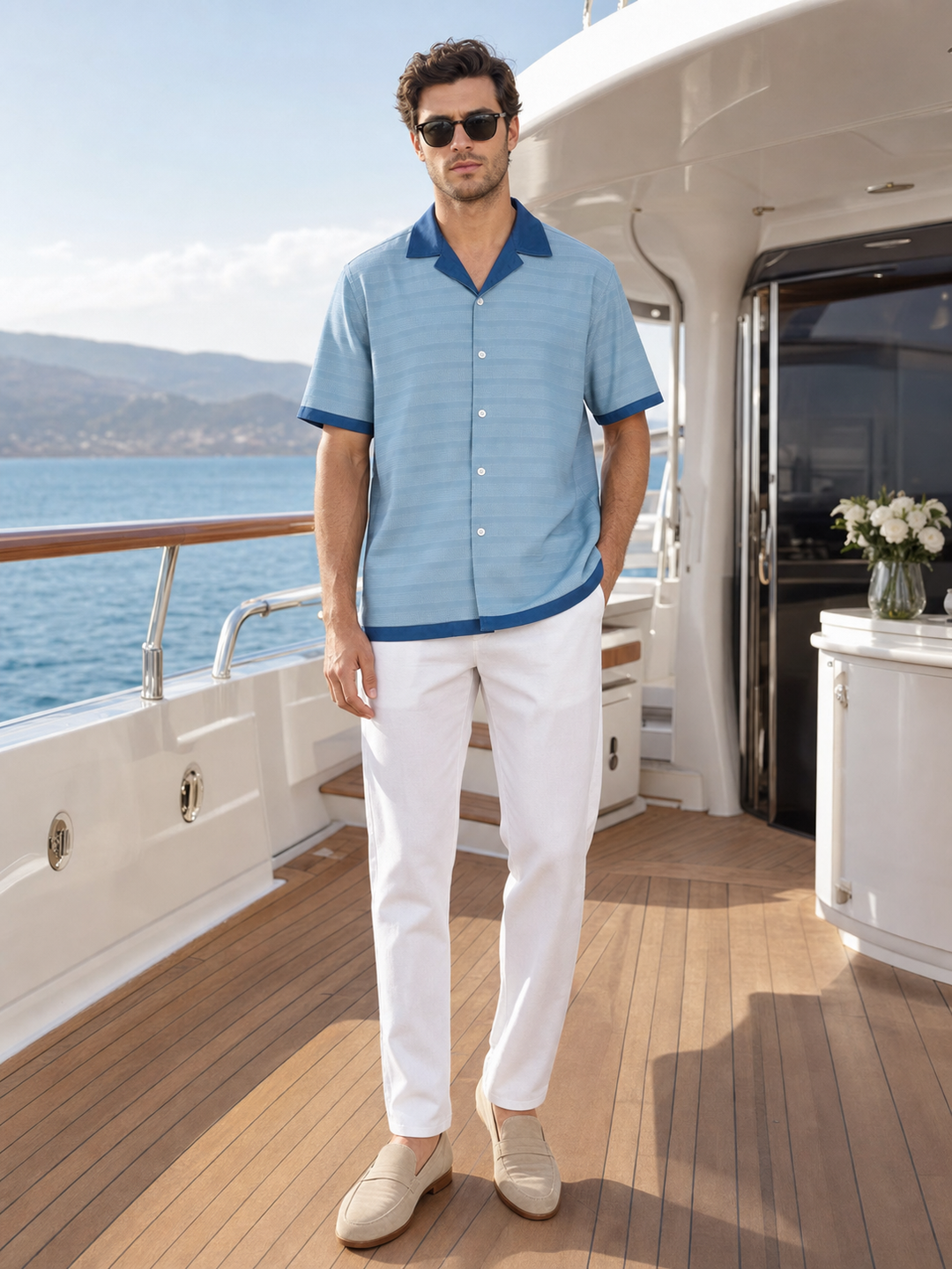 Textured Fabric: Royal Blue Cuban Shirt