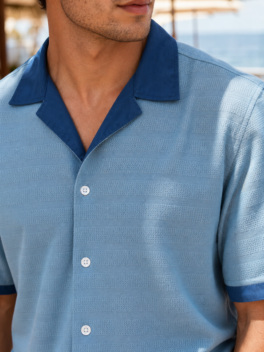 Textured Fabric: Royal Blue Cuban Shirt