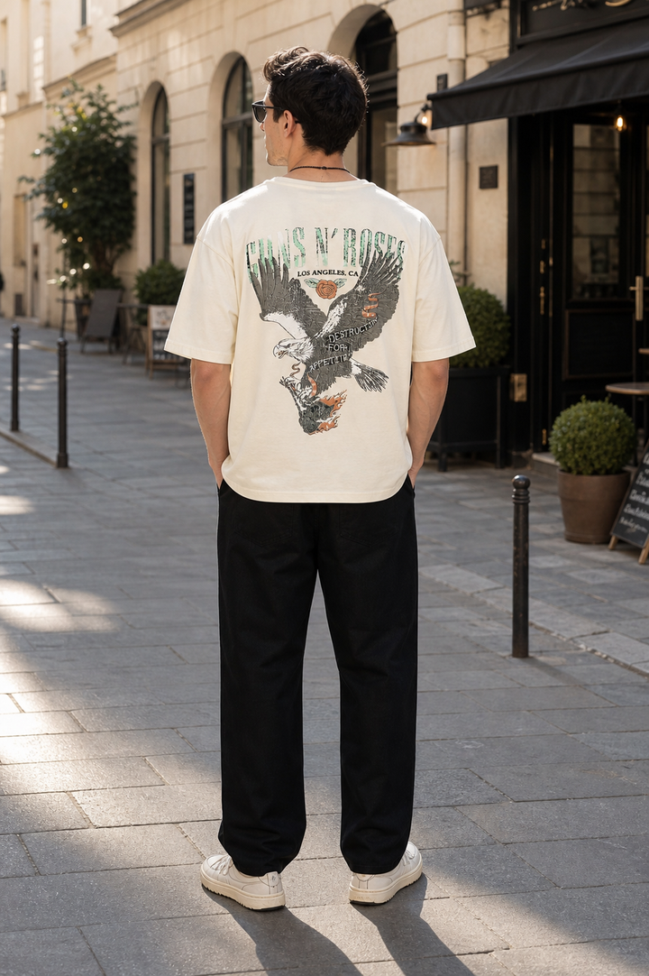 Guns and Roses: Eagle Cream Oversized T-shirt
