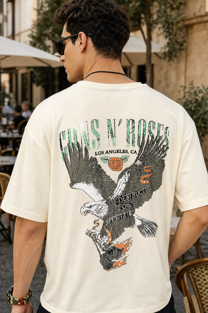 Guns and Roses: Eagle Cream Oversized T-shirt