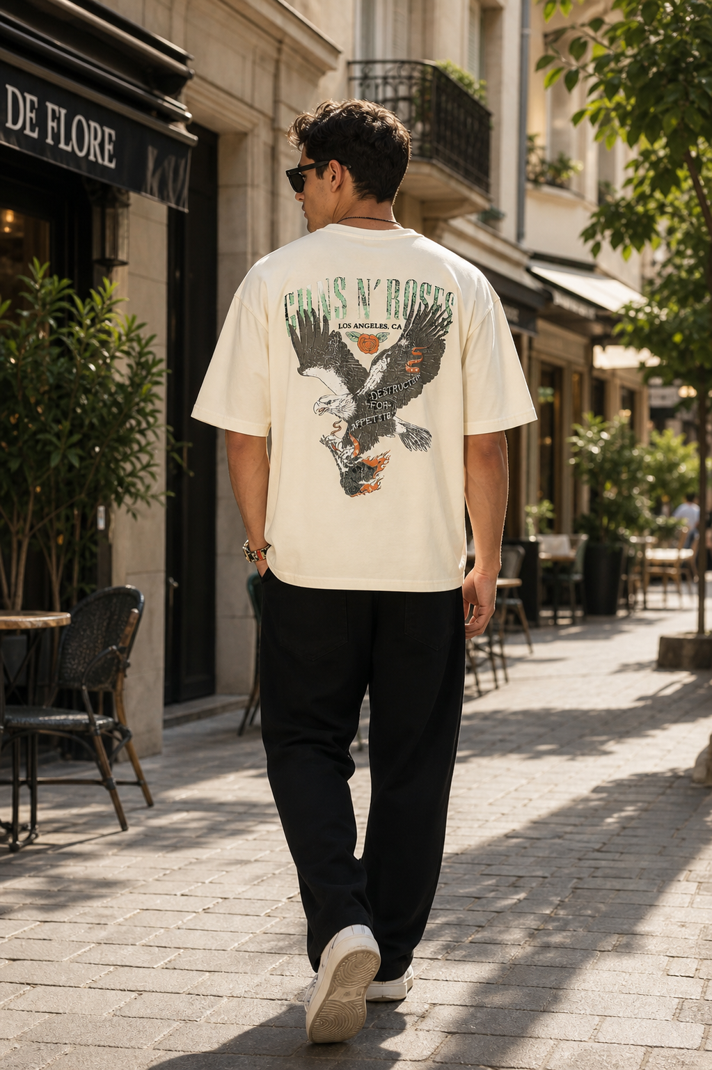 Guns and Roses: Eagle Cream Oversized T-shirt
