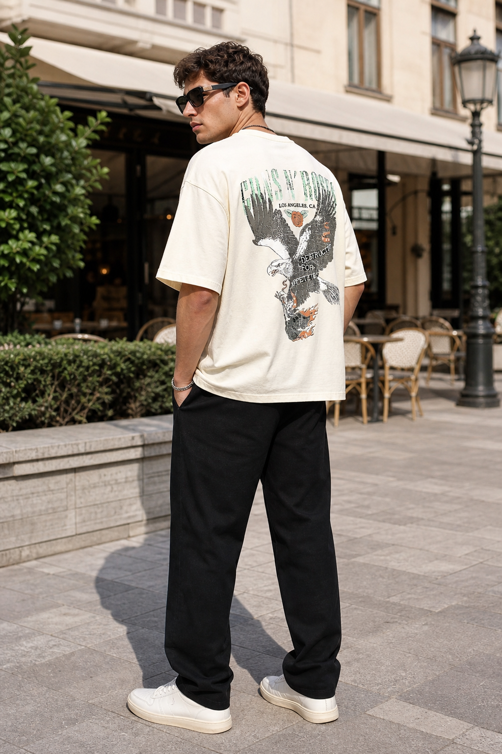 Guns and Roses: Eagle Cream Oversized T-shirt