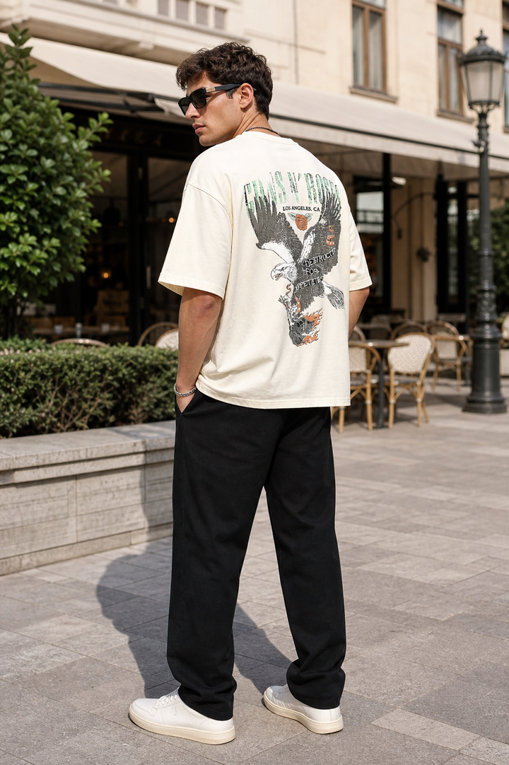 Guns and Roses: Eagle Cream Oversized T-shirt