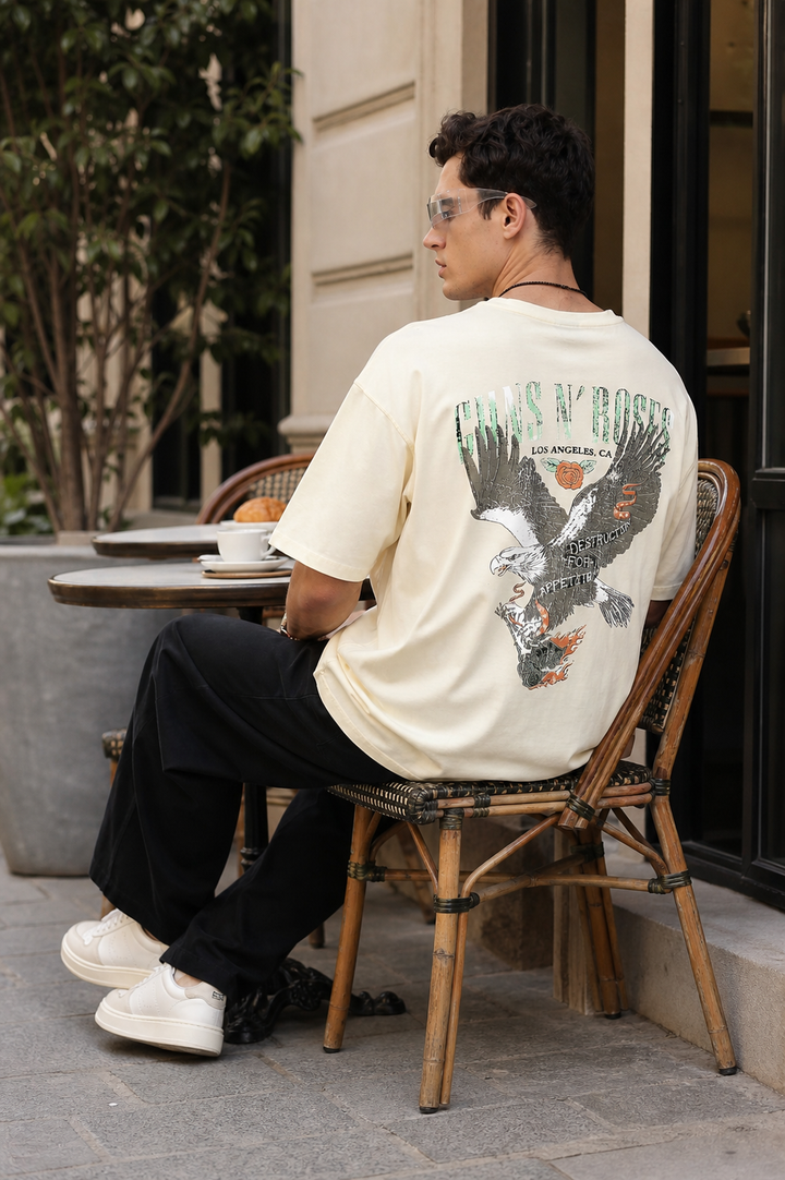 Guns and Roses: Eagle Cream Oversized T-shirt