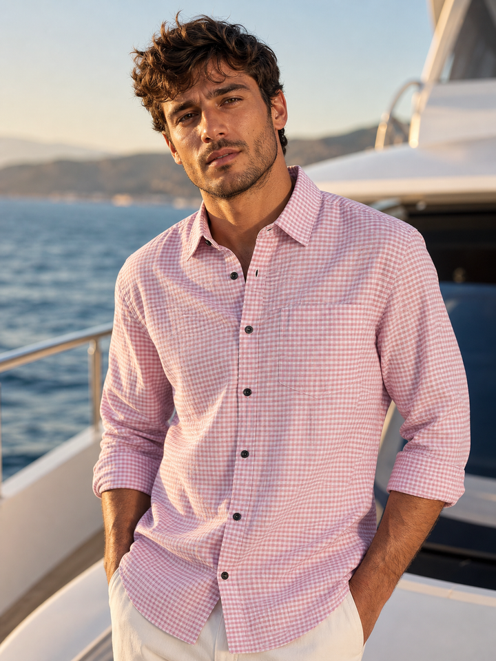 Plaid Red White Checks Shirt