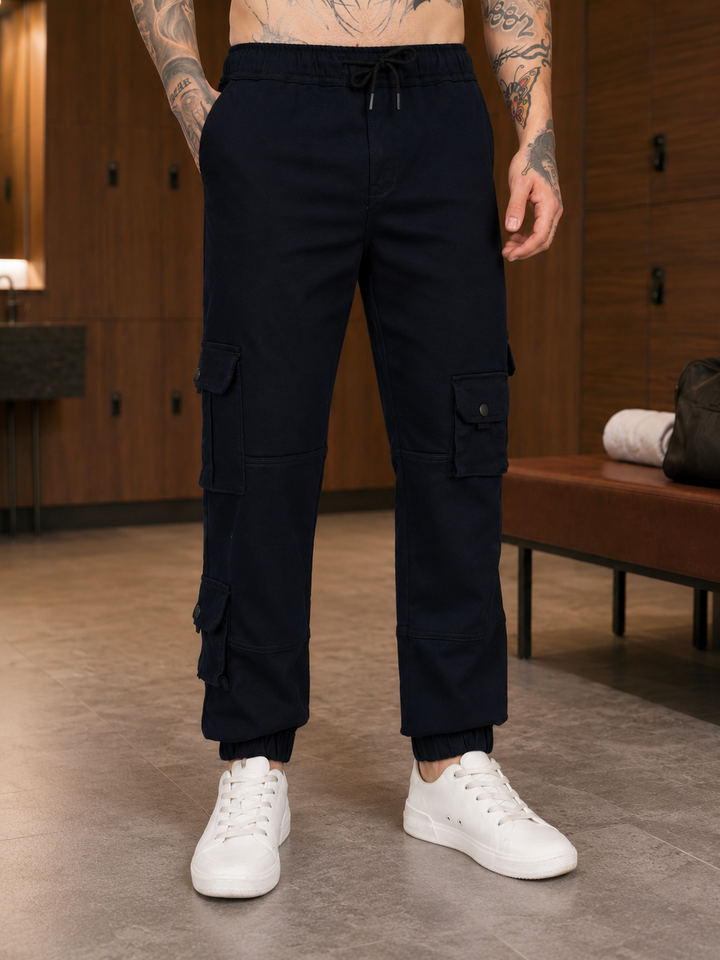 Navy Regular Fit Cargo Pants