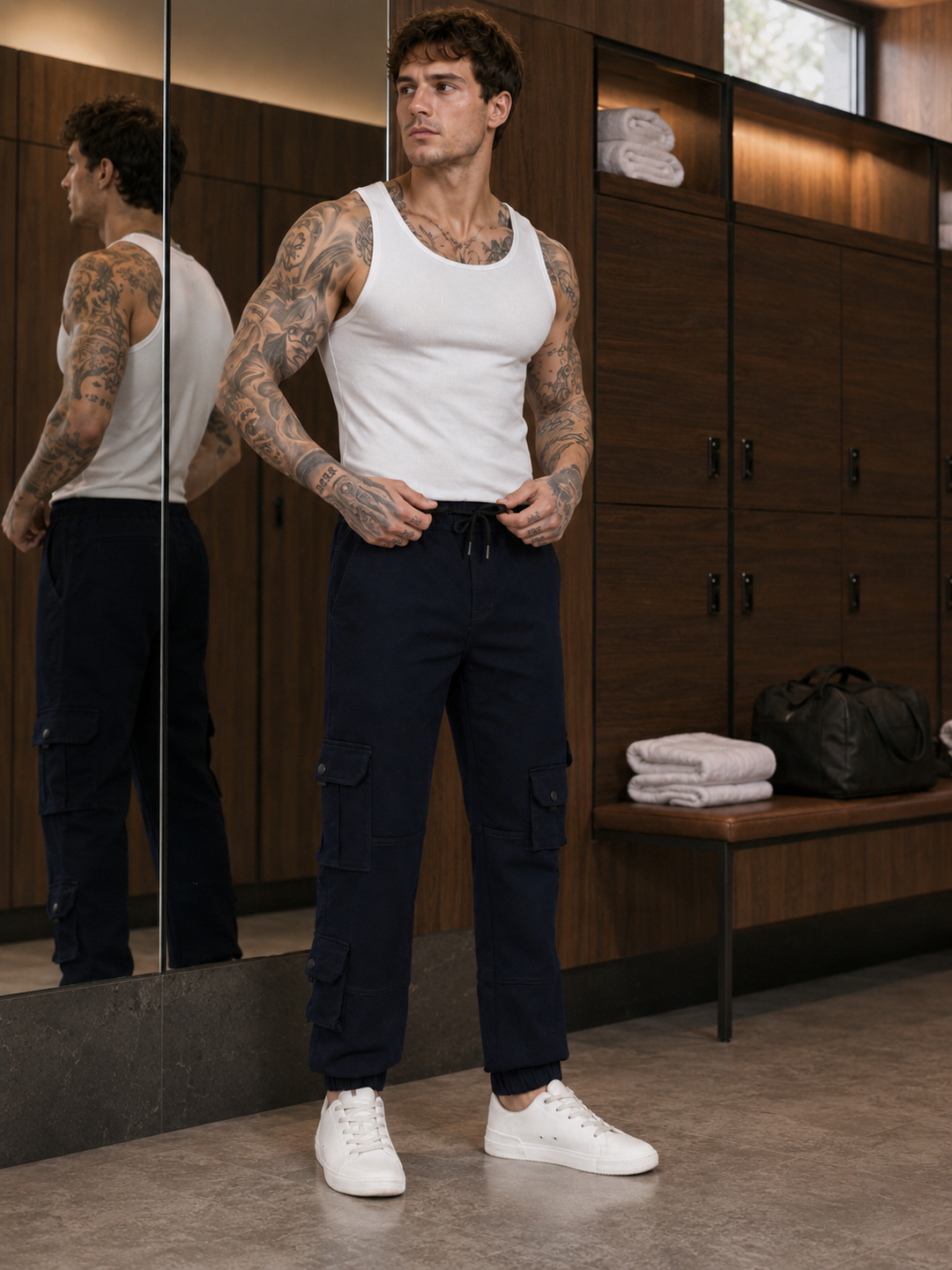 Navy Regular Fit Cargo Pants
