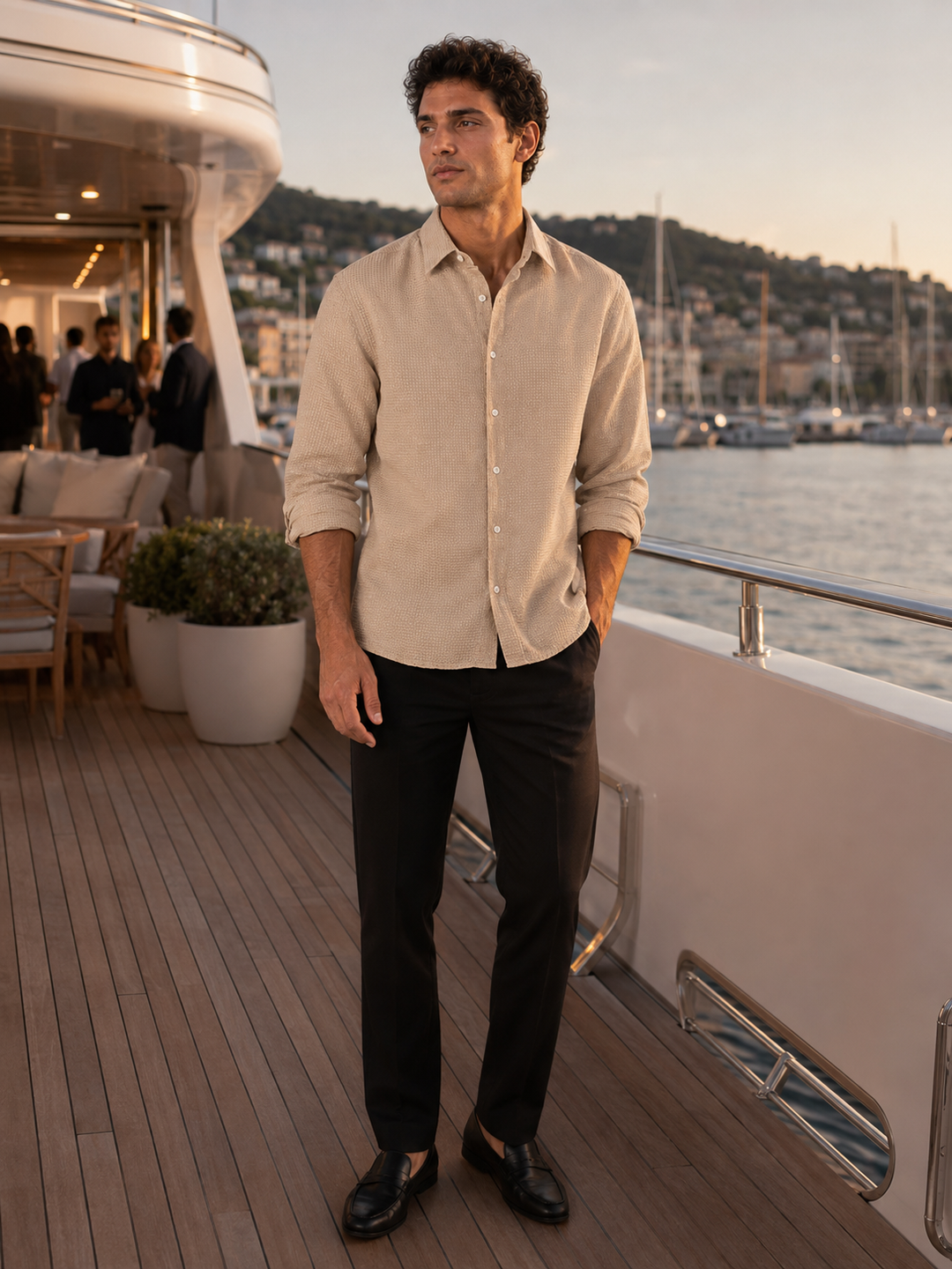 Solids: Beige Textured Fabric shirt