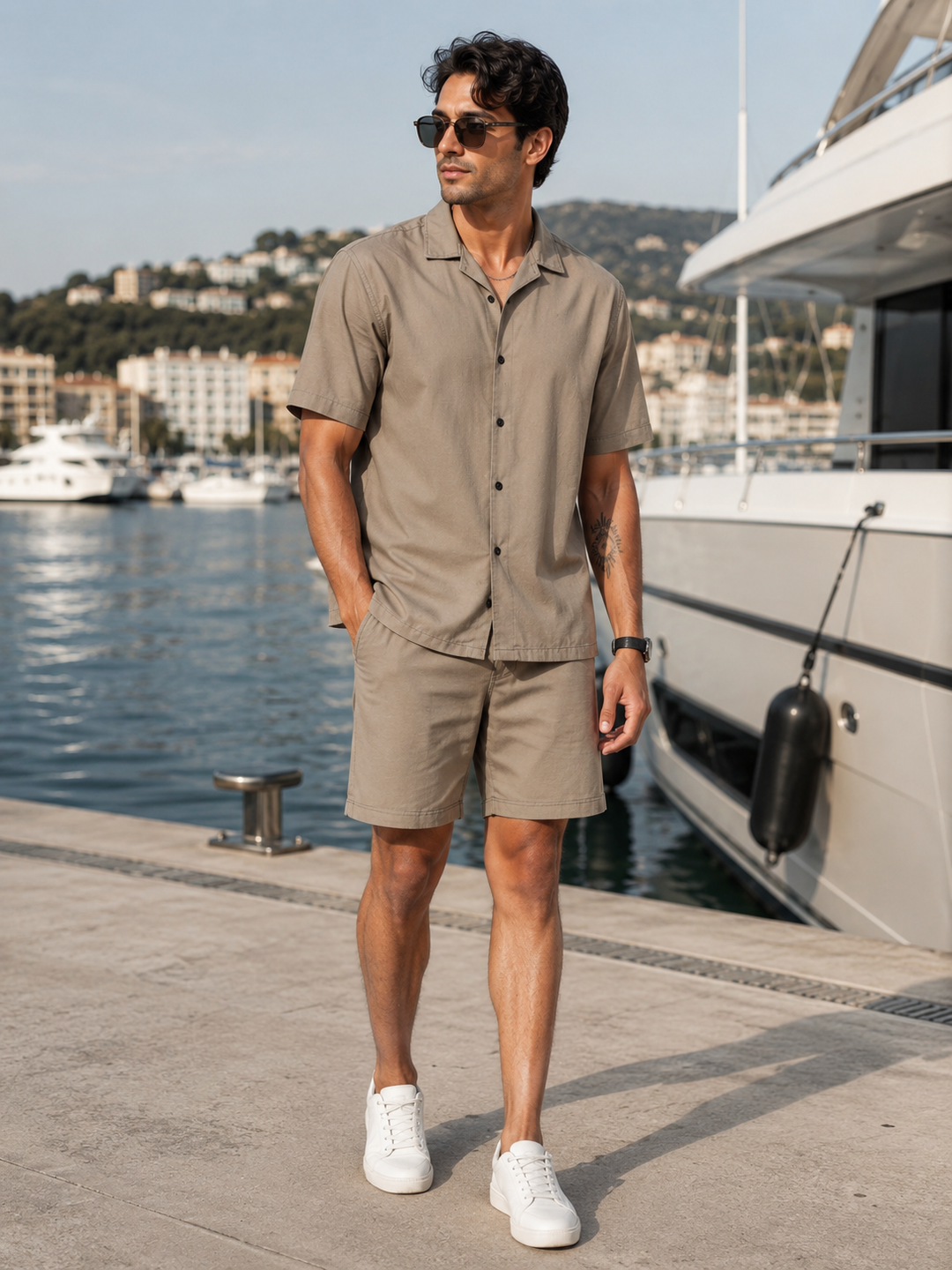 Contrast Stitch Olive Co-ords