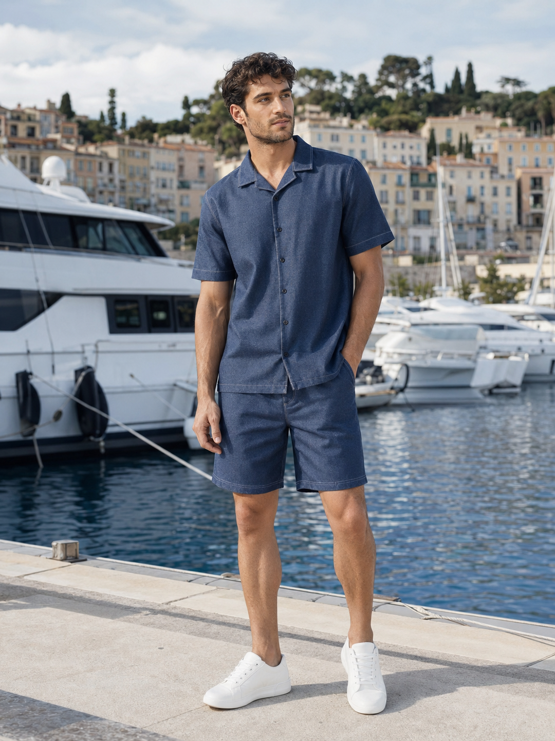 Contrast Stitch Blue Co-ords