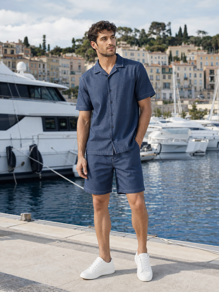Contrast Stitch Blue Co-ords