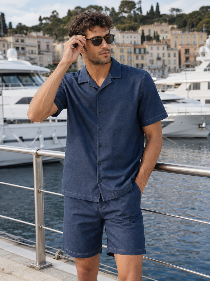 Contrast Stitch Blue Co-ords