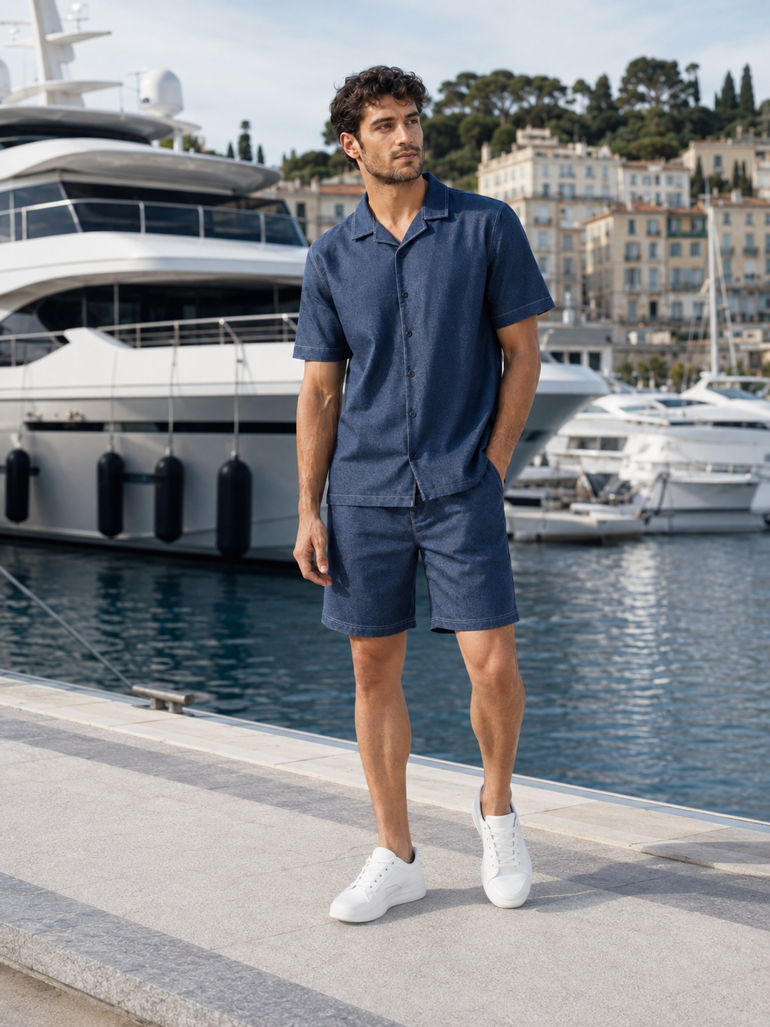 Contrast Stitch Blue Co-ords