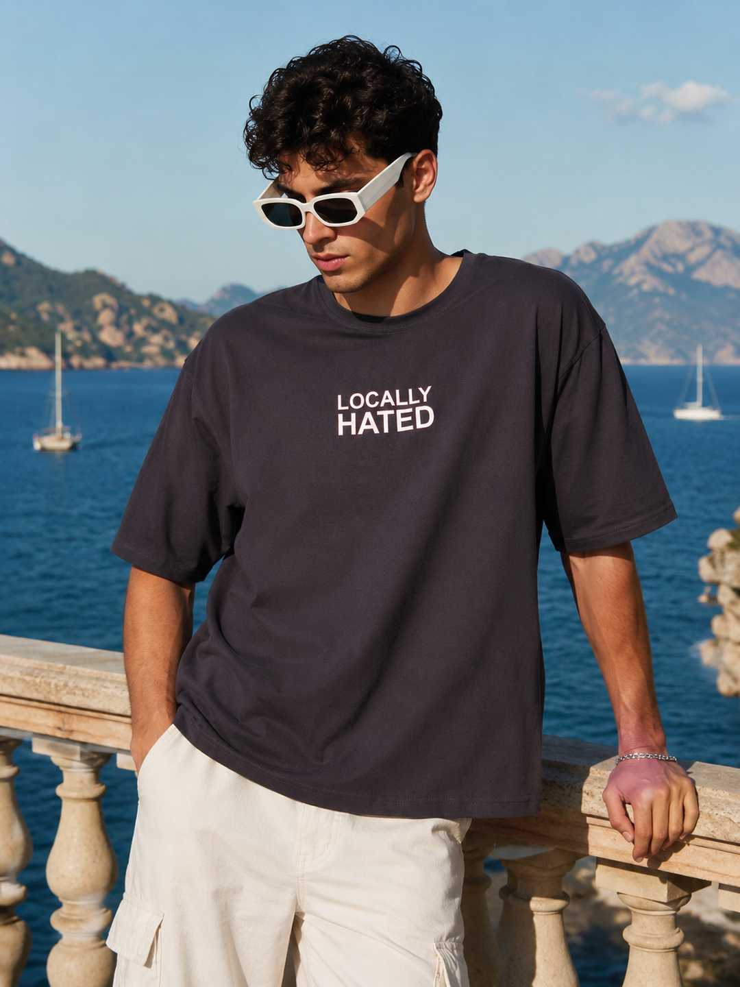 Locally Hated : Grey Oversized t-shirt