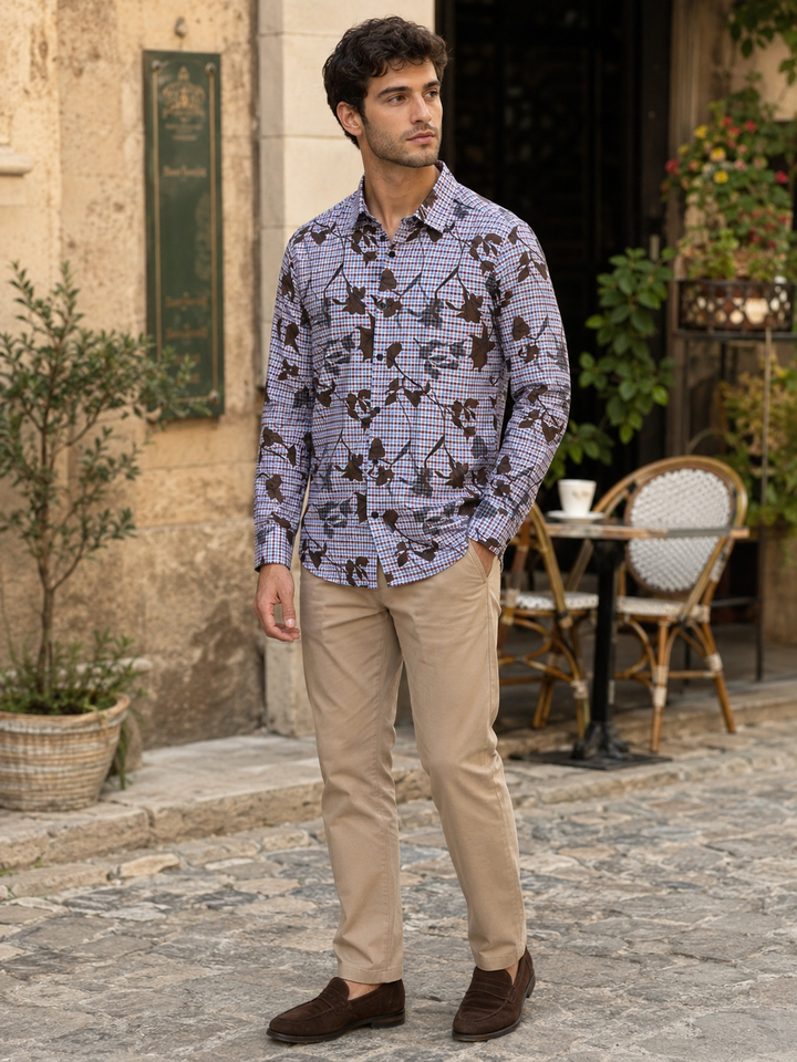 Plaid Floral printed shirt