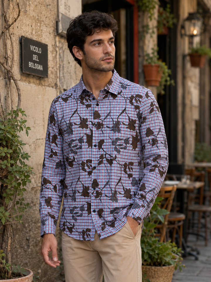 Plaid Floral printed shirt