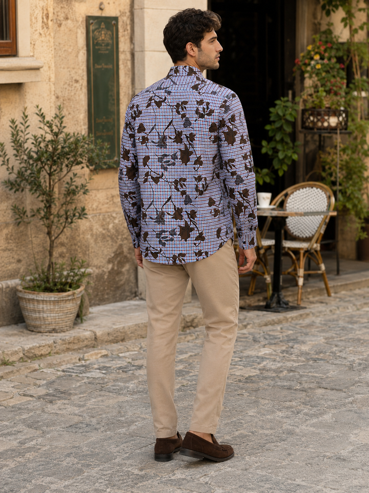Plaid Floral printed shirt