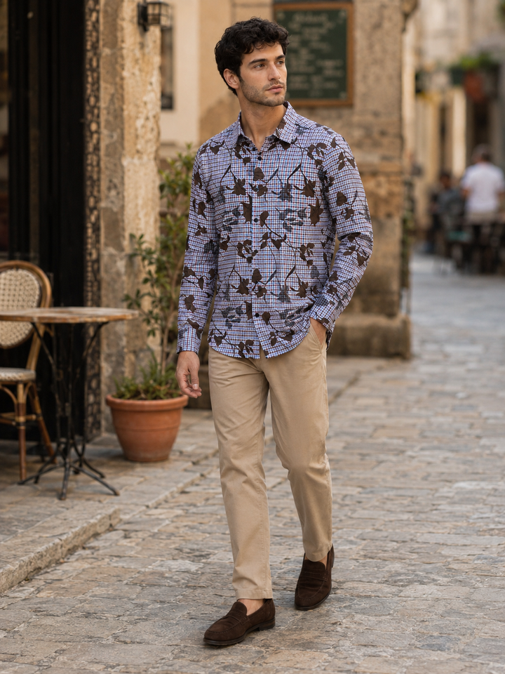 Plaid Floral printed shirt
