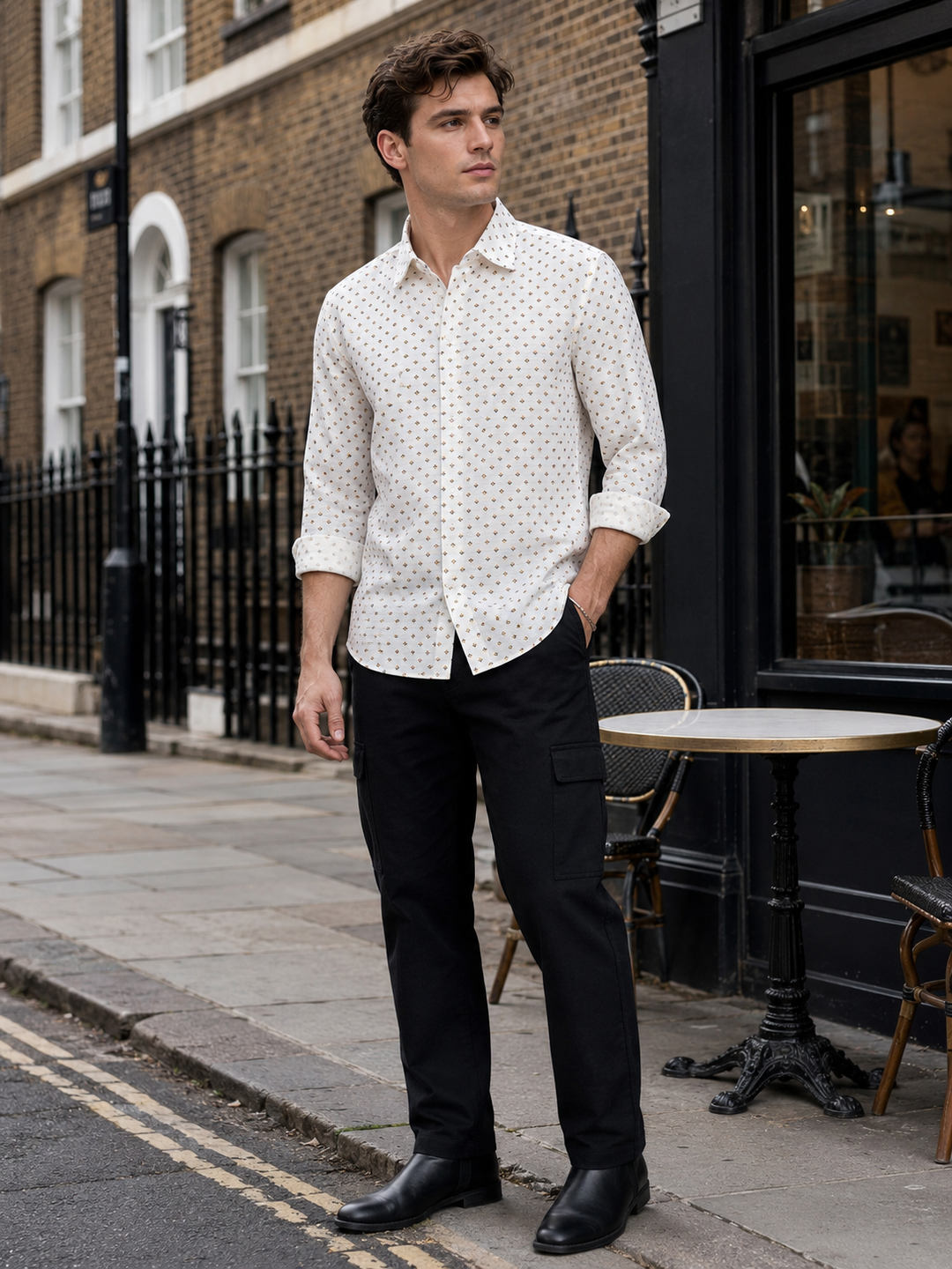 Textured Fabric White Shirt