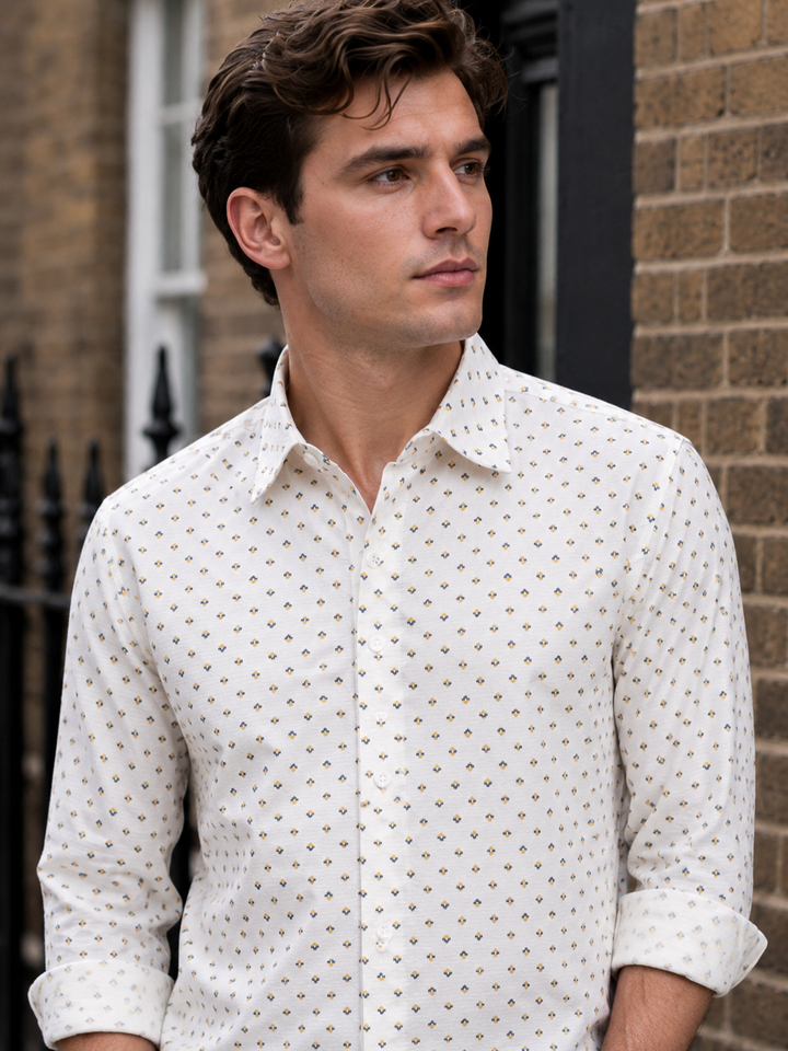 Textured Fabric White Shirt