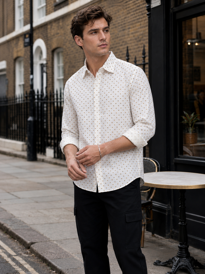 Textured Fabric White Shirt