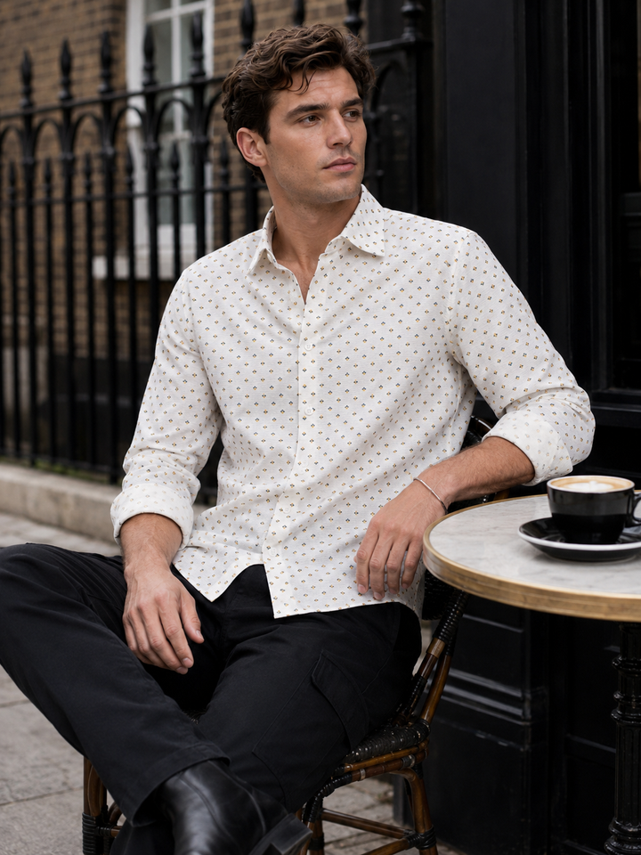 Textured Fabric White Shirt