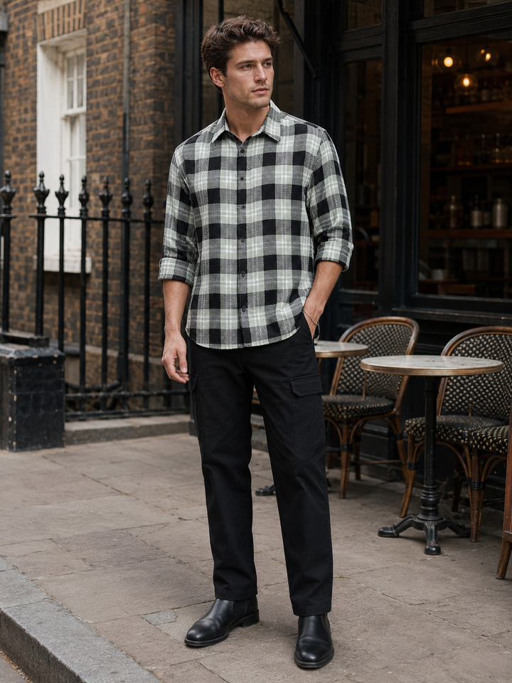 Plaid Green : Textured Fabric Shirt