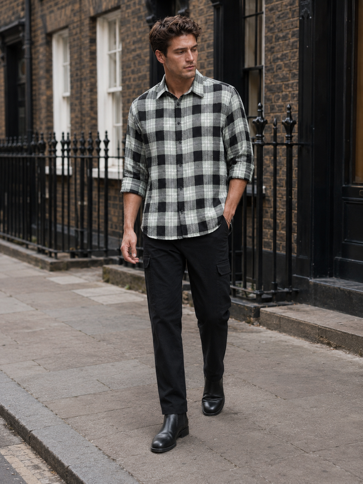 Plaid Green : Textured Fabric Shirt