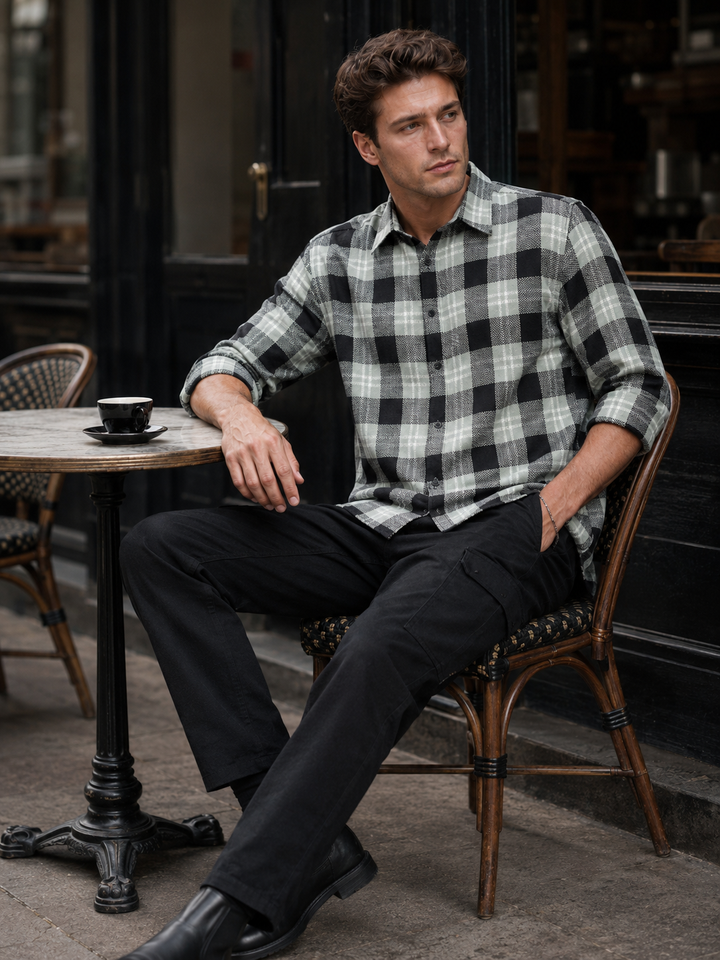 Plaid Green : Textured Fabric Shirt