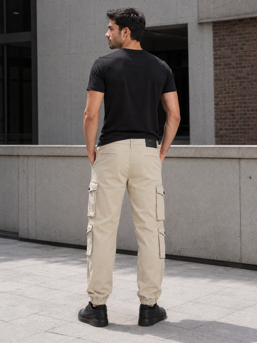 Textured Fabric: Utility Cream Cargo Pants