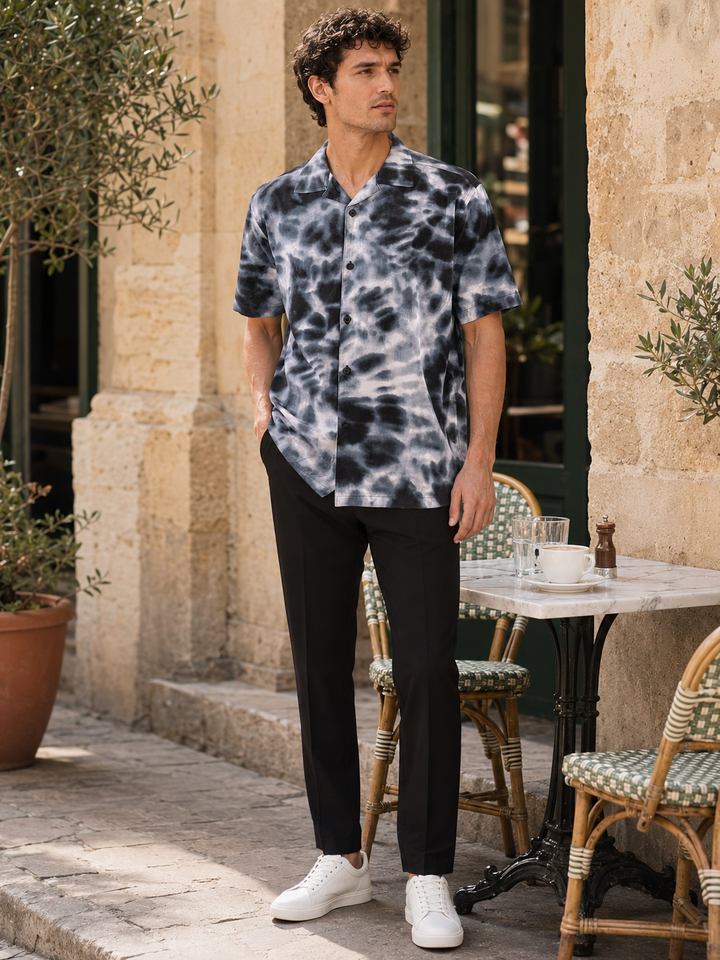 Blue Tie-Dye Cuban Shirt