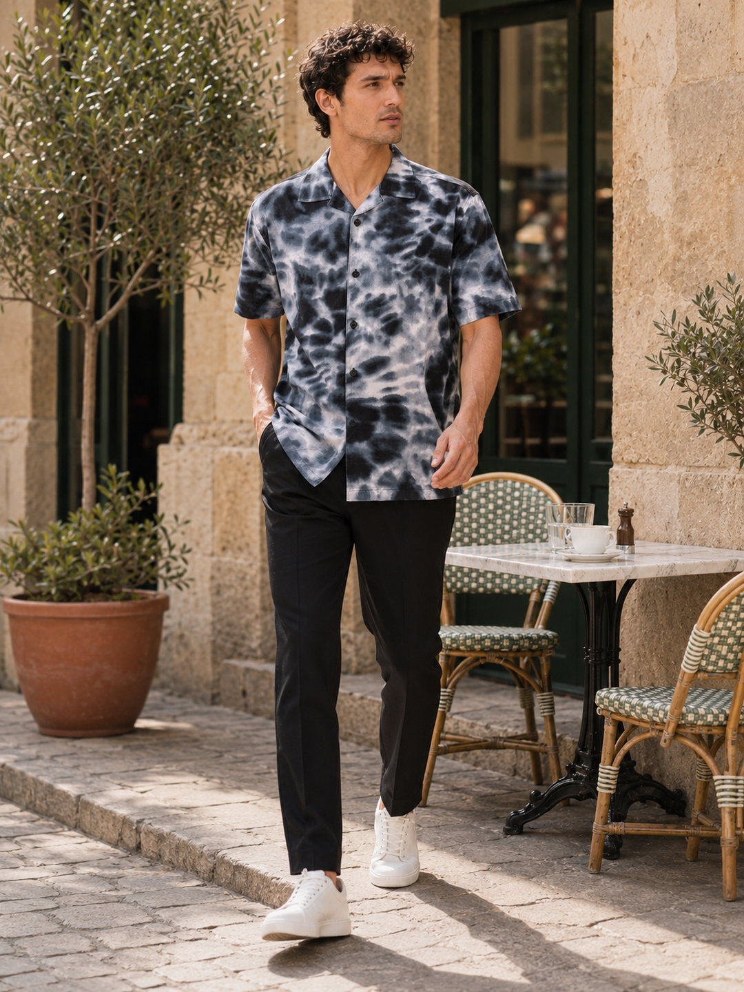 Blue Tie-Dye Cuban Shirt
