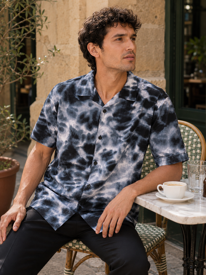 Blue Tie-Dye Cuban Shirt