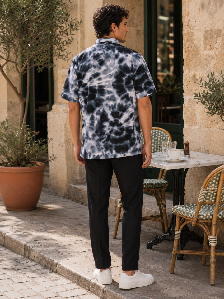 Blue Tie-Dye Cuban Shirt