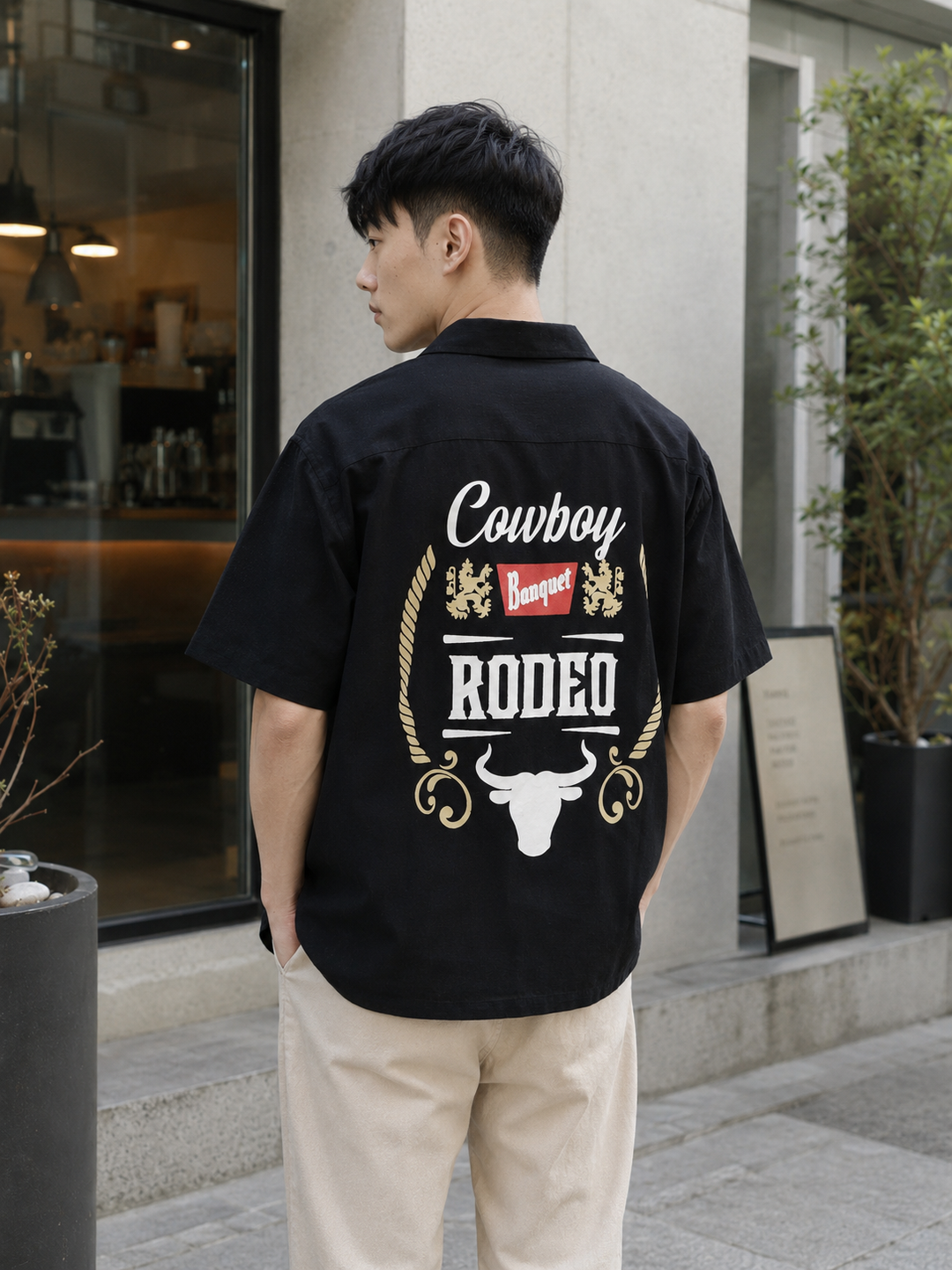 Boxy Fit: Cowboy Linen Black Cuban Shirt