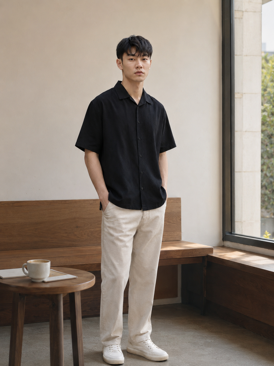 Boxy Fit: Cowboy Linen Black Cuban Shirt