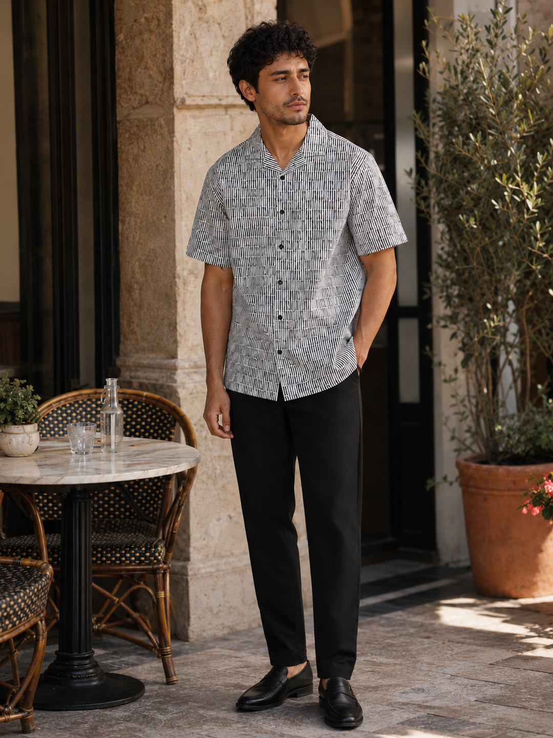 Streaks White Cuban Shirt