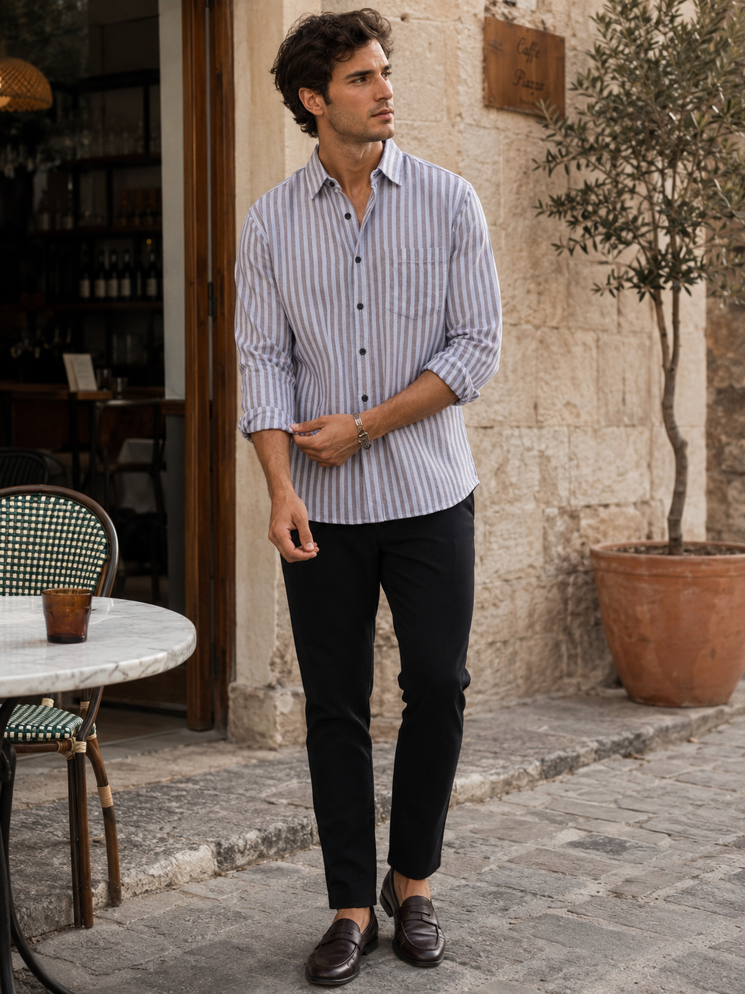 Streaks: Grey & Blue Shirt