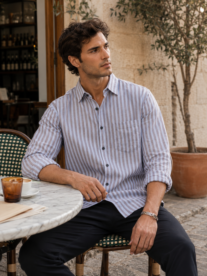 Streaks: Grey & Blue Shirt