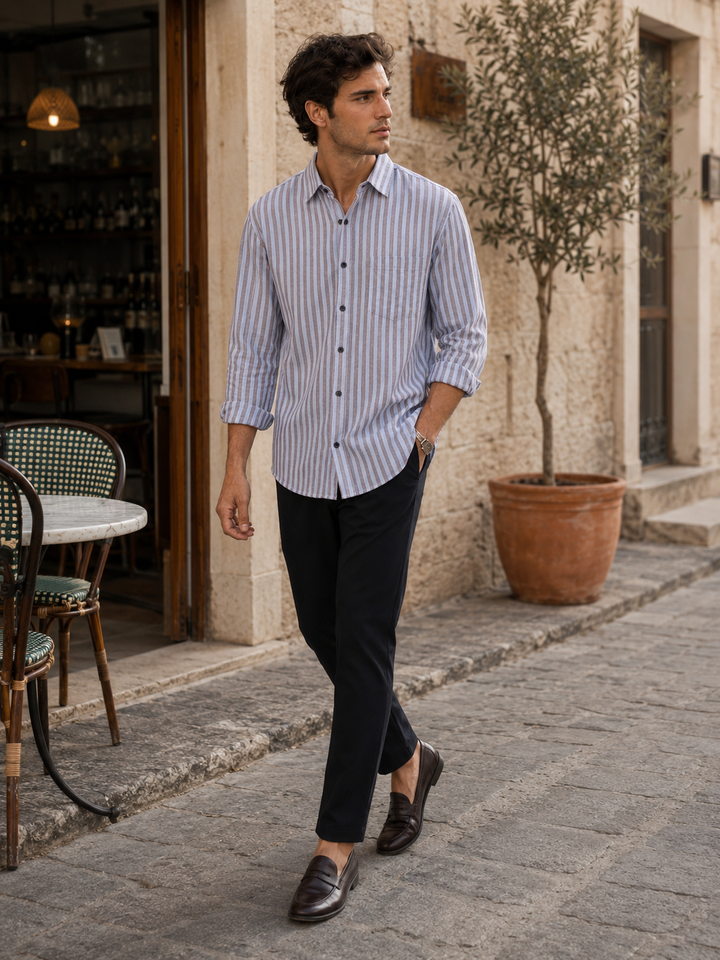 Streaks: Grey & Blue Shirt
