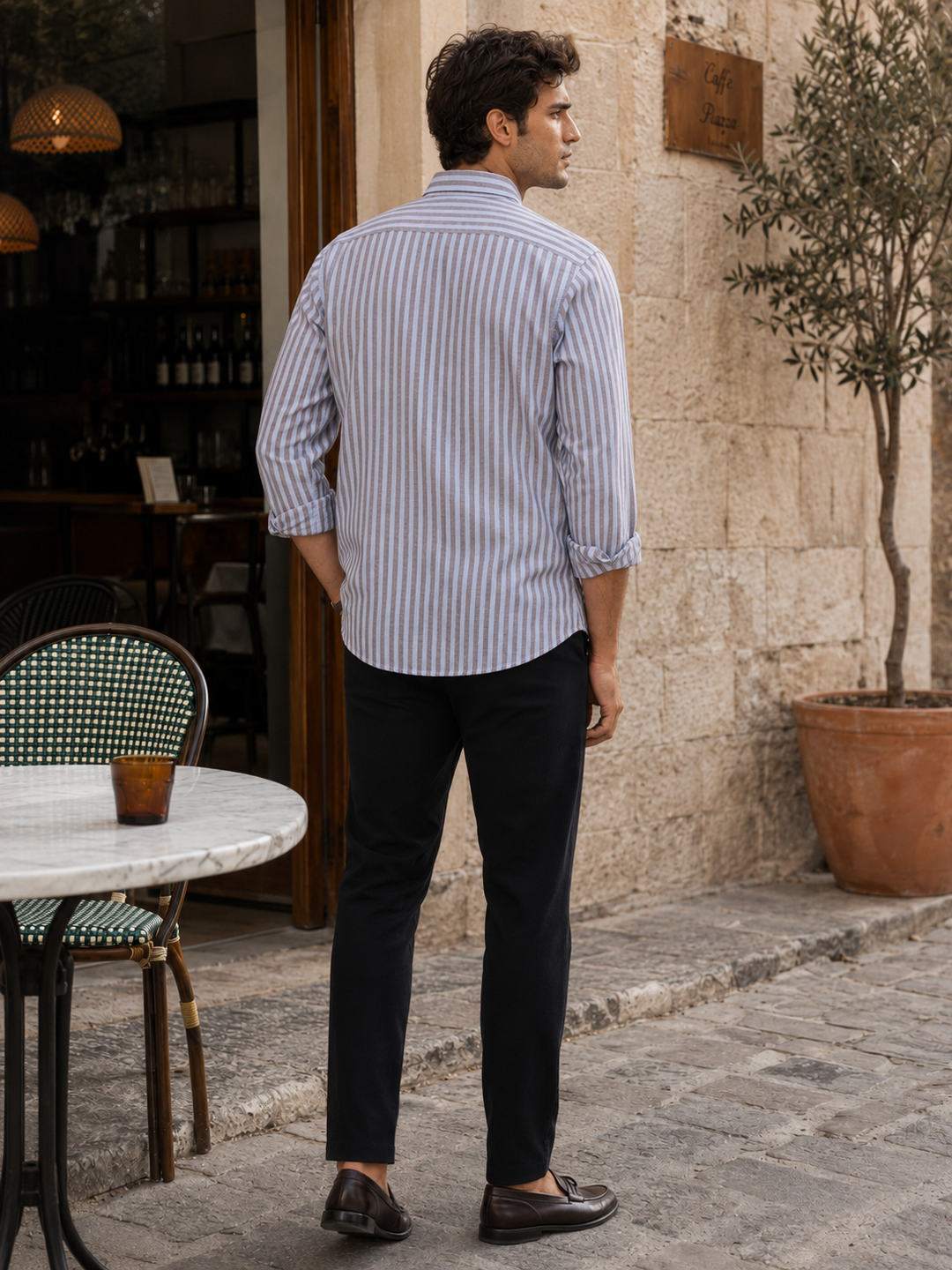 Streaks: Grey & Blue Shirt