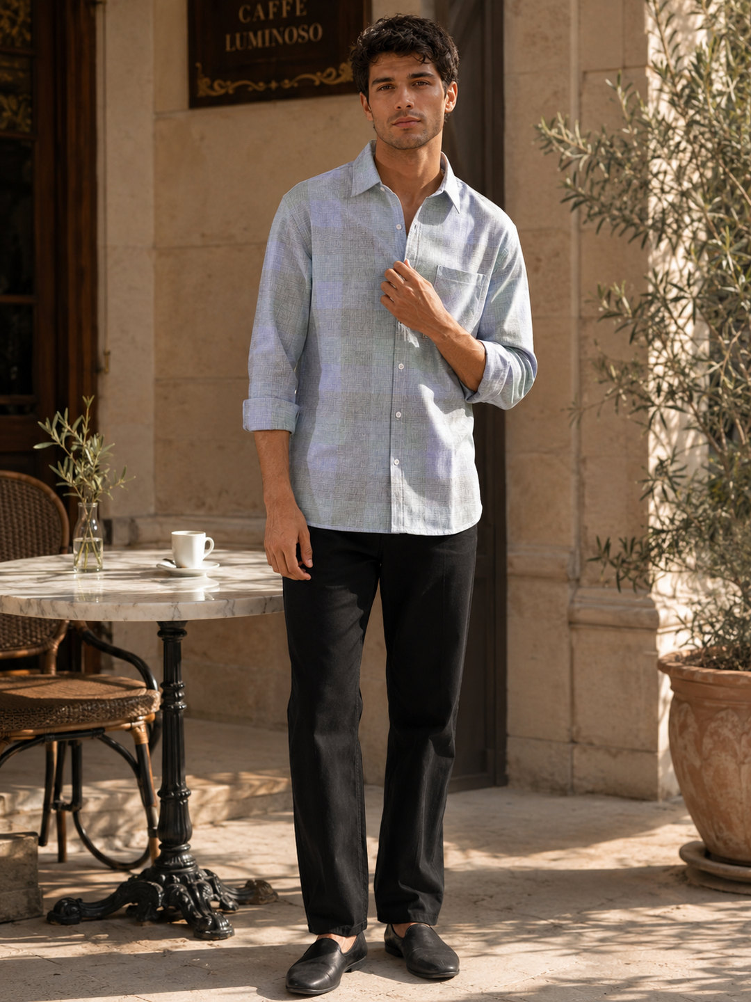Ambience: Blue & Green Checks Shirt