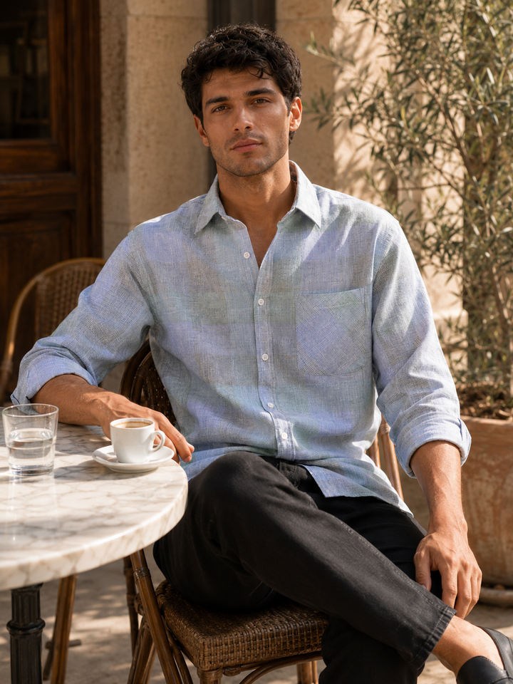 Ambience: Blue & Green Checks Shirt