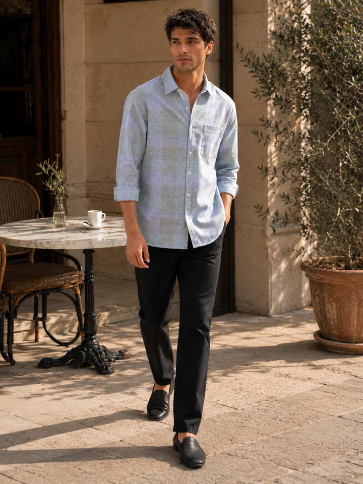 Ambience: Blue & Green Checks Shirt
