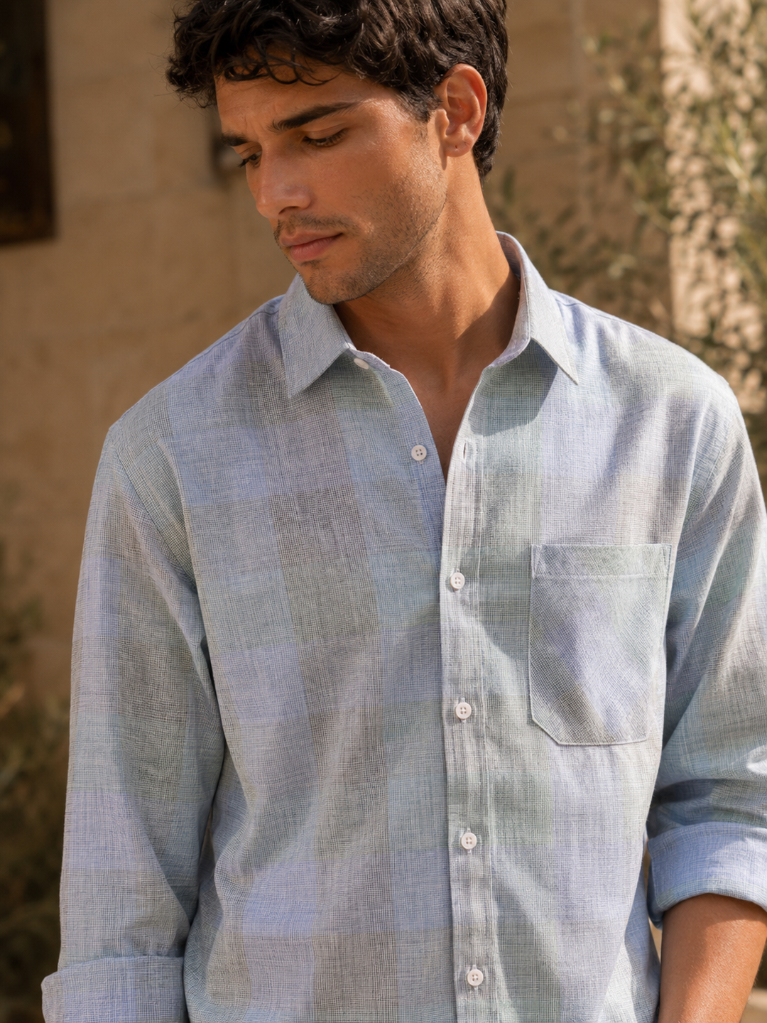 Ambience: Blue & Green Checks Shirt