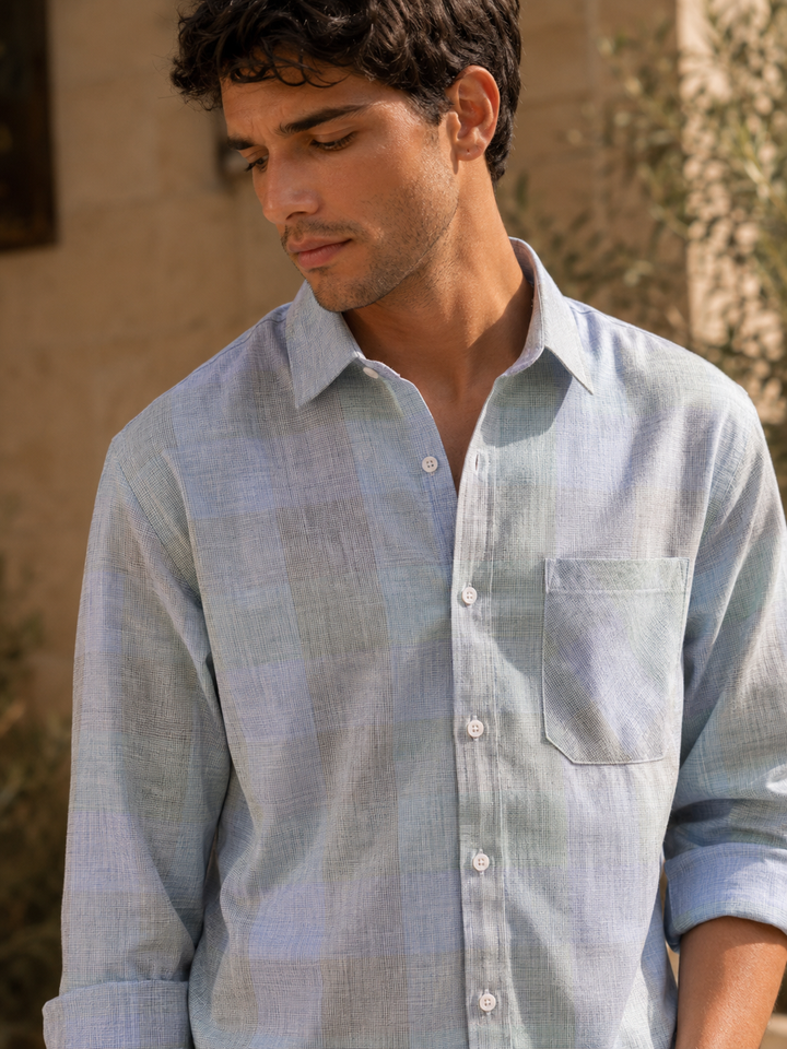 Ambience: Blue & Green Checks Shirt