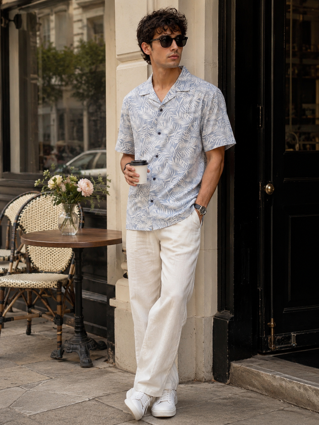 Blue Leafy Cuban Shirt